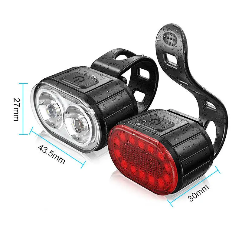 Waterproof usb rechargeable bicycle led rear head tail handle bar lights set front and back bike accessories light flashlight factory