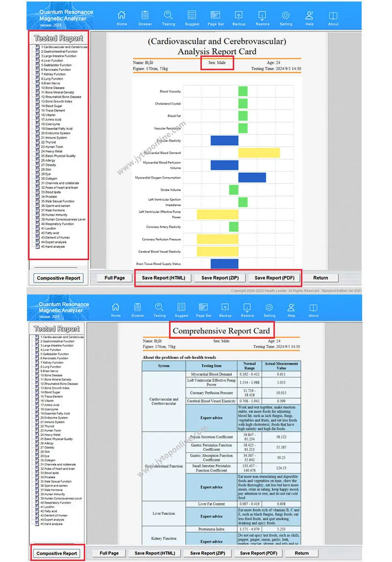 JYT-QA08 Bioresonance Magnetic Quantum Analyzer Qrma Body