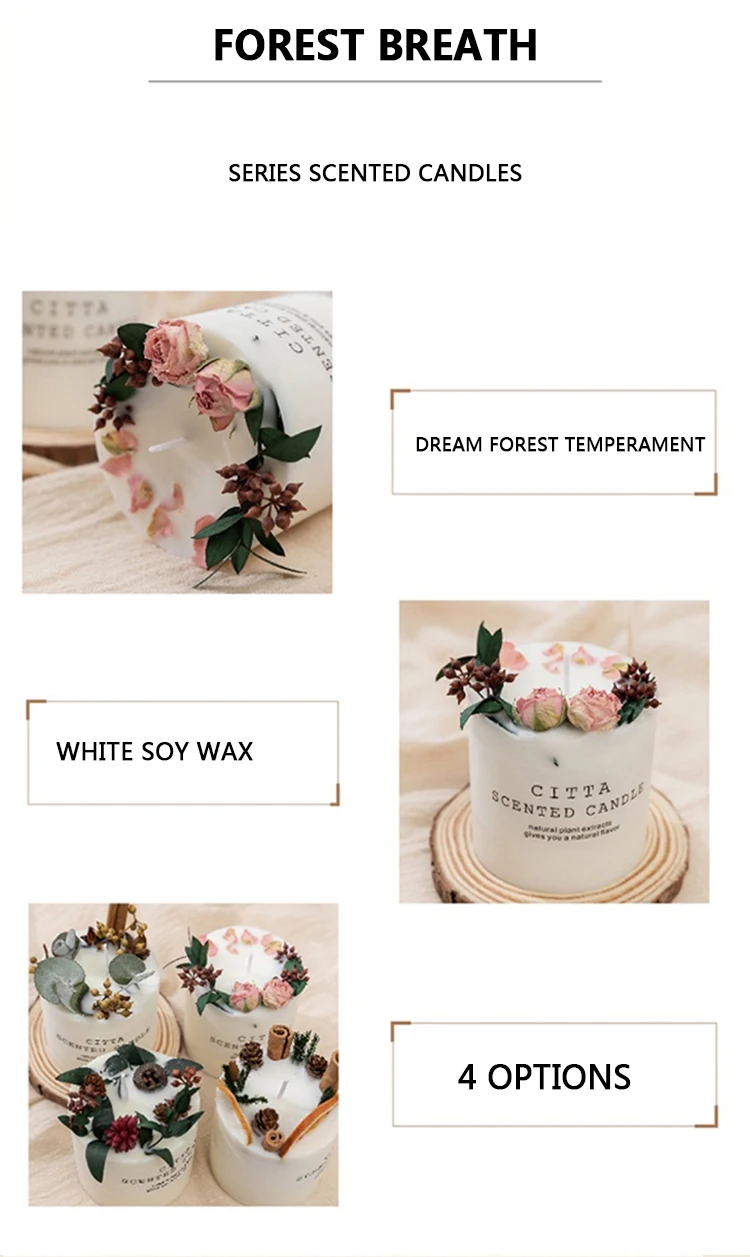 Dried Flower Scented Candles In Glass Jar Soy Wax Candles With