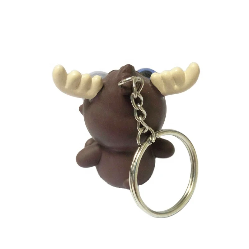 3d Liquids Eyes Moose Plastic Keychains Custom Rolling Eyes Elk Rubber Keychains