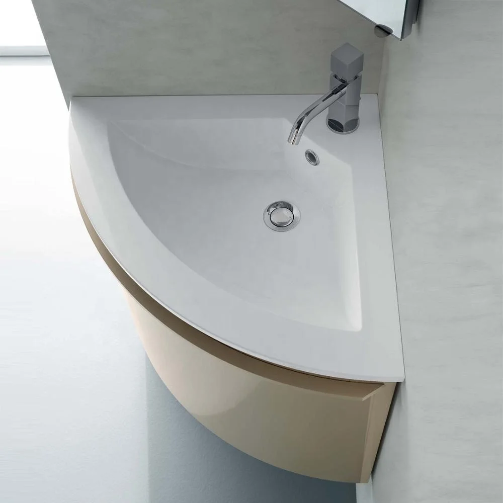 20 Inch Small Corner Floating Bathroom Vanity Unit With Ceramic Sink