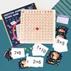 Addition practice board with 56 cards