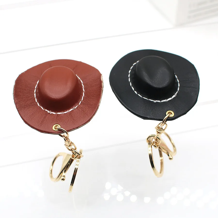 Classic Mini Cowboy Hat Keychain Leather Car Key Accessory for Men Western  Cowboy Hat Cool Keychains Knapsack Bag Pendant Charms