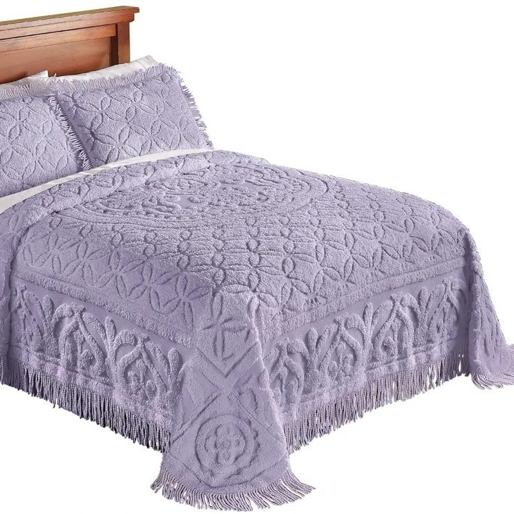 MISC Oversized Plum Purple Chenille Bedspread King 120x110 Vintage Western  Extra Long Bedding to The Floor Tufted Old Fashioned Traditional Antique
