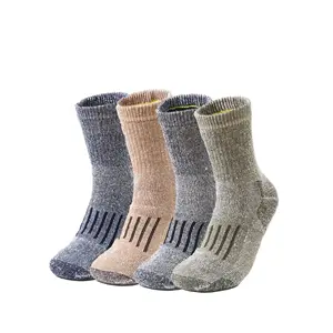 North American Style Merino Wool Full Terry Casual Men's Socks Thick Needle 108 Anti-Bacterial Winter Crew Long Rubber Mid-Tube