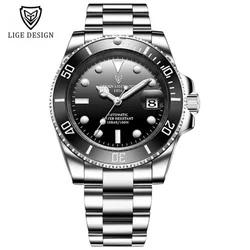 【新品/即日無料発送】LIGE 6801 機械式 自動巻き ダイバーズ LIGE 6801 Luxury Design Automatic Mechanical Watches for Men