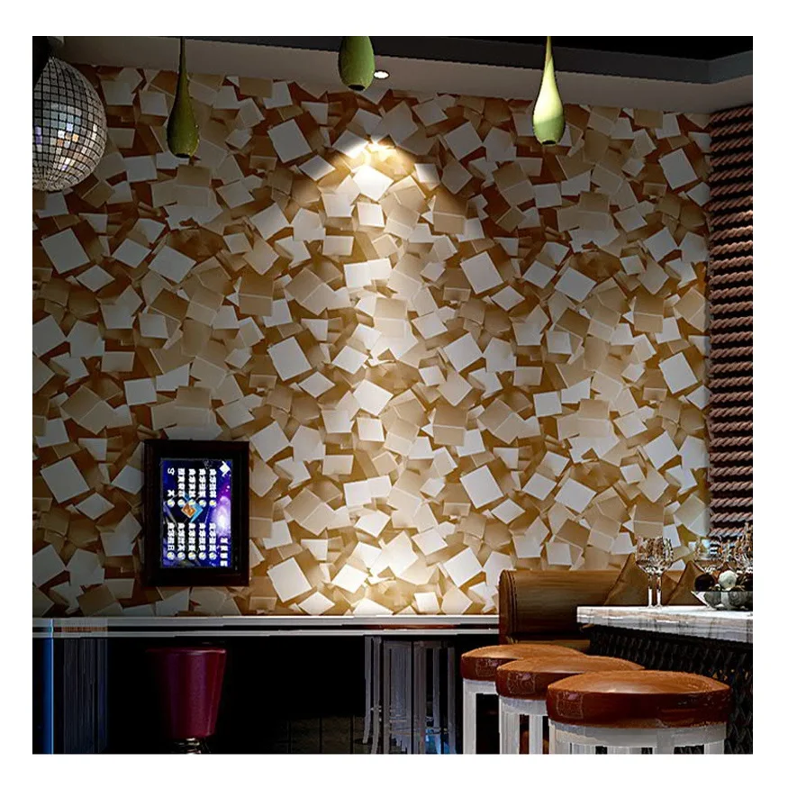 茶色と白の正方形のリビングルームビニールpvcウォールカバー壁紙ロール包装 Buy 壁紙 壁紙壁用 ブラウンリビングルームの壁紙 Product On Alibaba Com