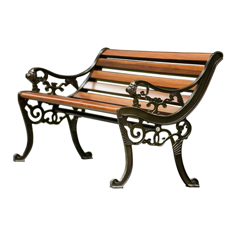 Iron Leisure Long Chair with Backrest Zinc Alloy Outdoor Garden Bench for Patio Use