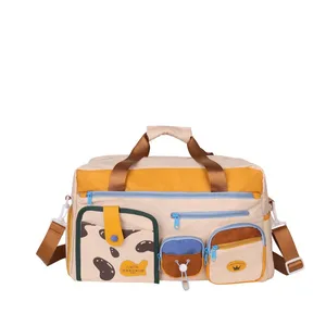 Fashion Color Contrast Geometric Pattern Waterproof Nylon Travel Bag Summer New Design Portable Gym Cute Duffel Bag