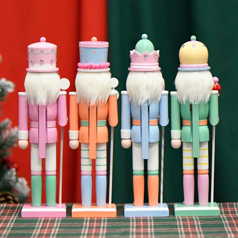 New 30CM Macaroon Creative Walnut Soldier Nutcracker Christmas Decorations Table Ornament Christmas Navidad Gift