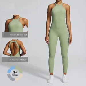 High Strength Peach Hip Fitness Plus Size Breathable Spandex/Nylon One-Piece Yoga Bodysuit Quick Drying Backless Yoga Sport