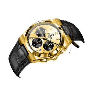 2026 New Binbond Fashion Men's Leather Quartz Watch Waterproof Multi Functional Business Wrist Watch for Men