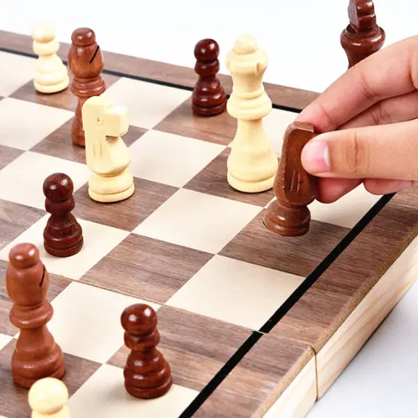 340mm*340mm Good Quality Wood International Chess No Magnet Echecs Foldable  Case Interesting Games Educational Intelligent Toy