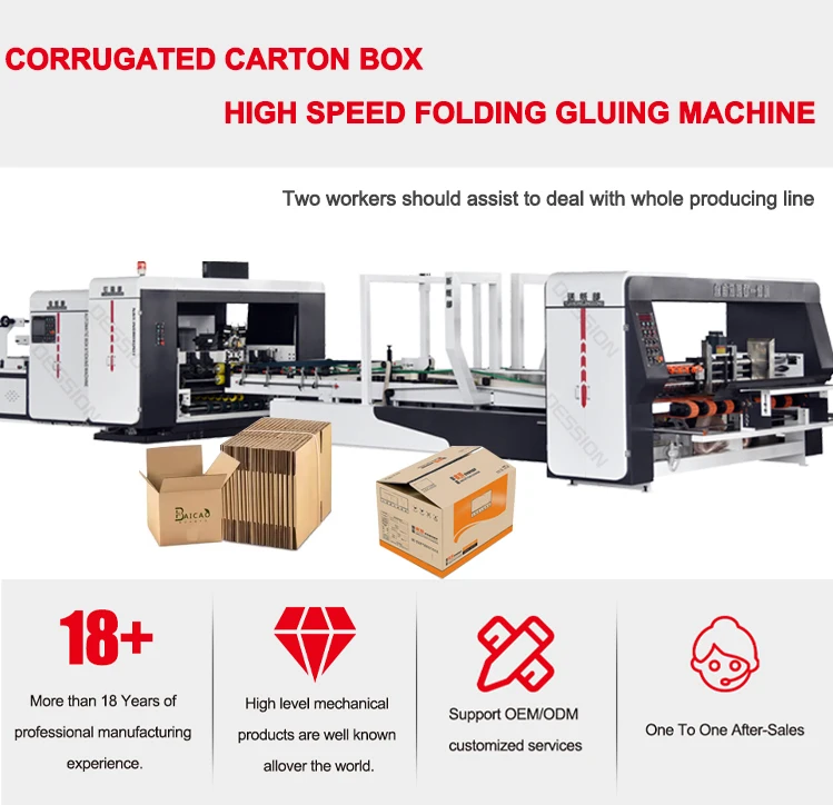 Automatic Corrugated Carton Box Folding Gluing Machine Paper Cardboard ...
