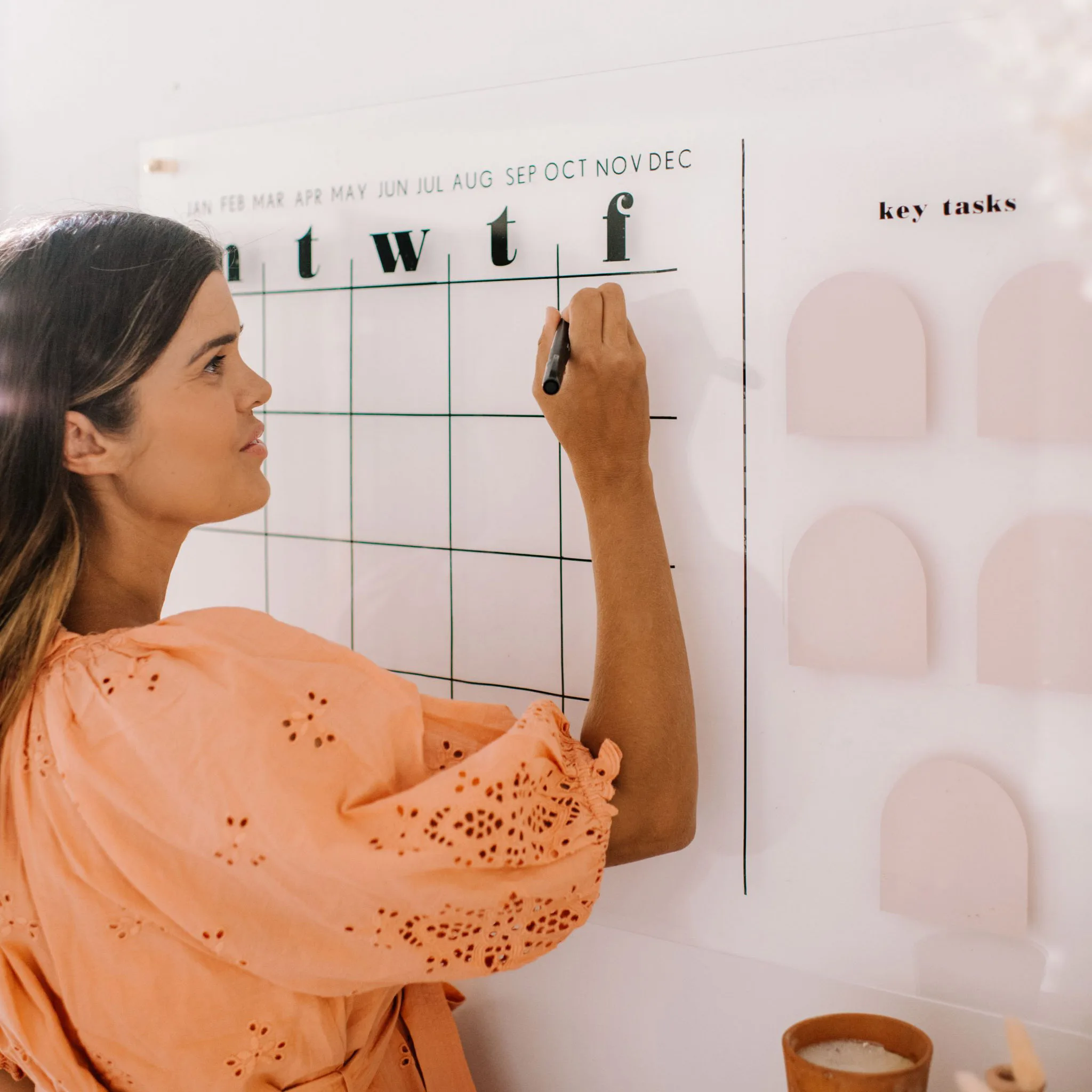 Wholesale Custom  Printing Wall Mount Dry Erase Monthly Calendar Acrylic Board