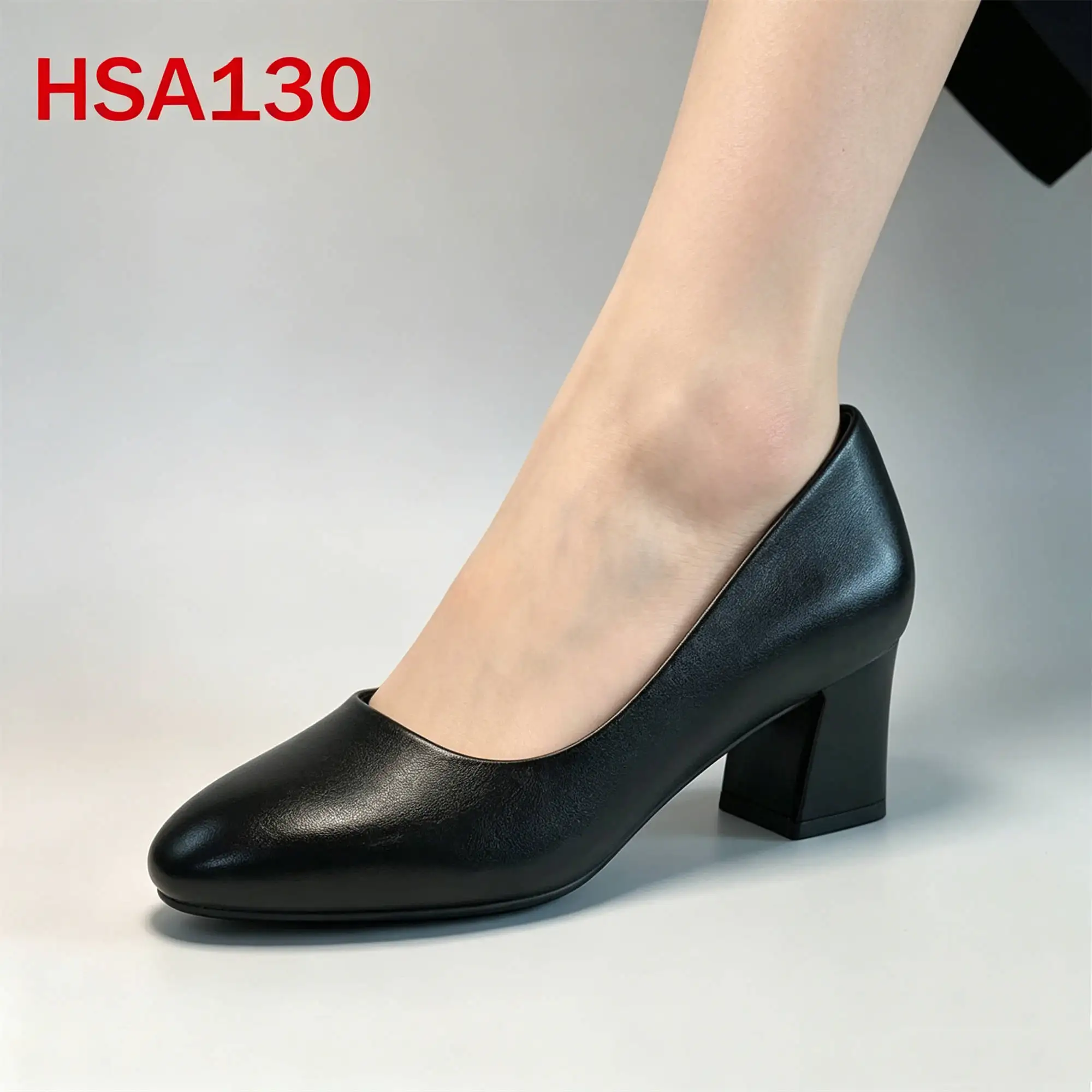 ZYF,Airport Commute Full Grain Leather Women Black Dress Shoes Bank Teller Using Wedge Heel Style Lady Offical Shoes HSA130