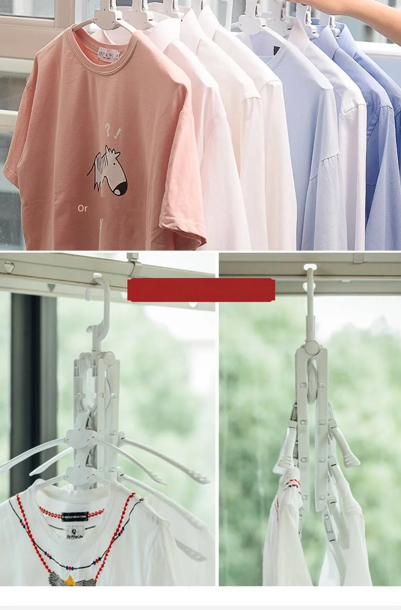 Multifunctional hanger storage artifacts magic clothes rack hanging clothes home drying rack net red support dormitory folding manufacture