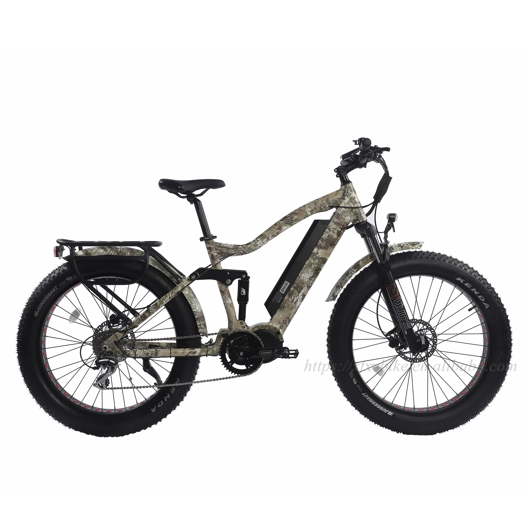 MTB 8 Speed Electric Mountain Bike Powerful 1000W Mid Drive Dual Suspensions Fat E-Bike