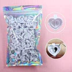 Розовое кольцо для клея, 100 шт., кольцо для клея в форме сердца для ресниц, чашки для объема ресниц, чашки для быстрого цветения ресниц