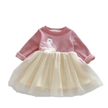 Girls Western Styl Baby Princess Dress Fashion Children's Clothing Baby Girl Swan Thickened Baby Dresses