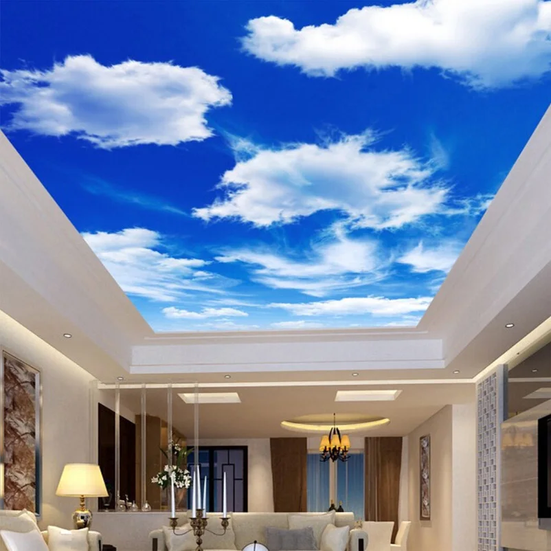 Light Blue Clouds Abstract Design Ceiling Wallpaper 3D Mural  Ceiling  murals Cloud ceiling Wallpaper ceiling