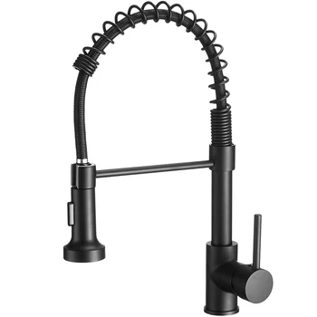 Modern Family Newly High Life Watermark Spring  Durable  SUS304  Pull Out Black Sink Mixer Tap