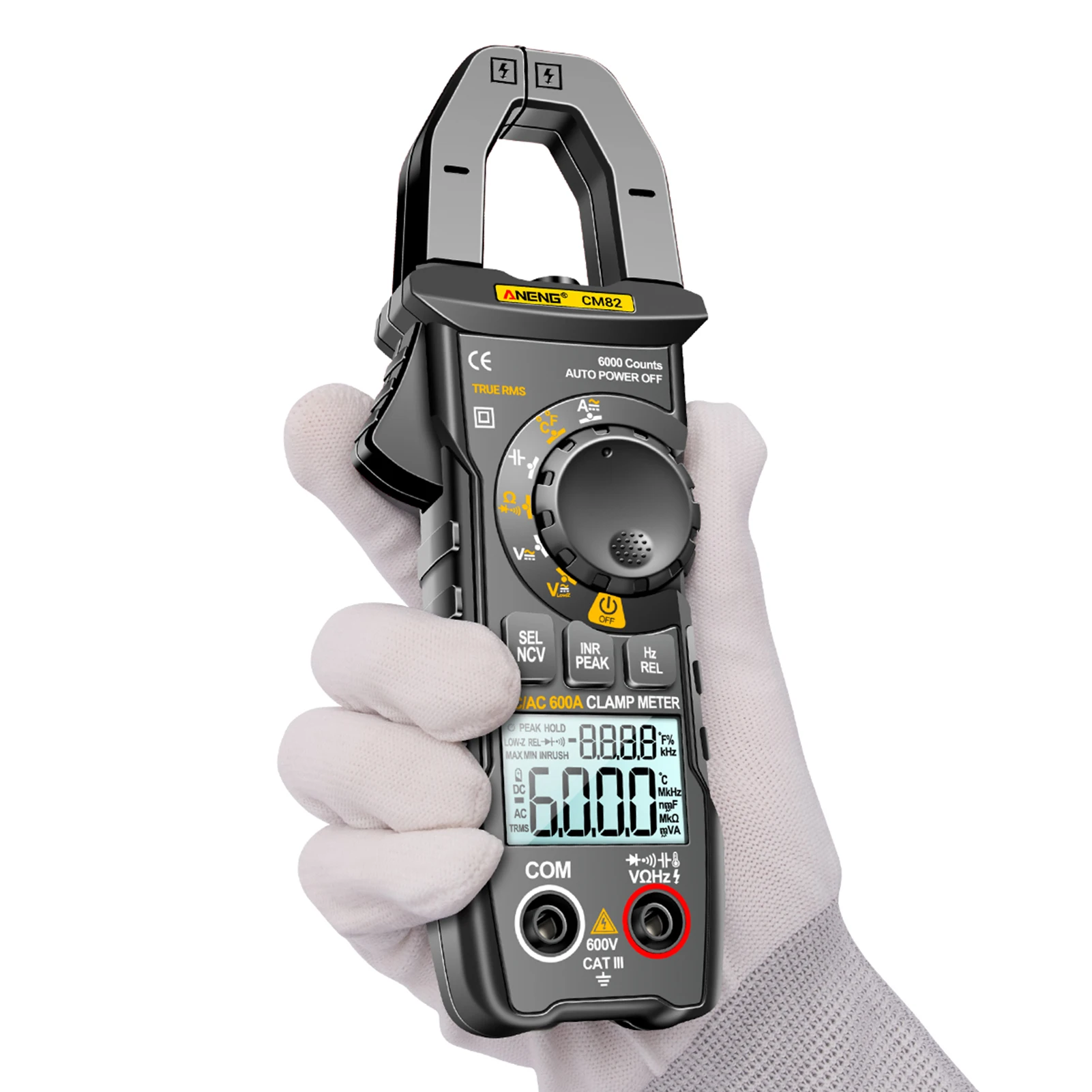 Aneng Cm82 Digital Clamp Meter 6000 Counts 600v Dc/ac Voltage 600a Dc