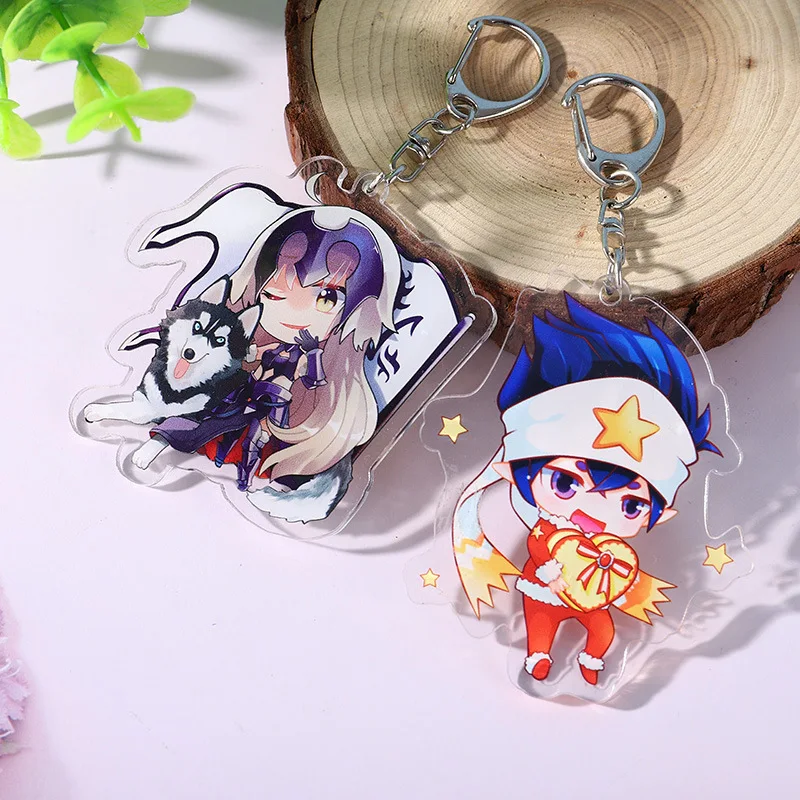 Custom Bulk Promotional Plastic Acrylic Clear Glitter Epoxy Anime Charm Keychain Acrylic Phone Pendant details