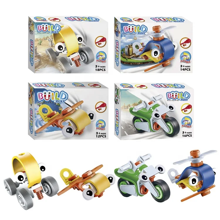 DIY модели автомобилей сборные игрушки мягкие пластиковые строительные блоки для детей