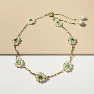 Korean Version of Ins Style Fashion Simple Gold Plated Bracelet Zircon Pearl Design Bracelet