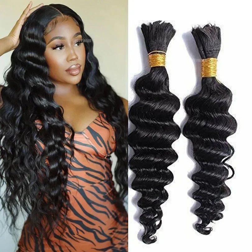 Vendita di extension per trecce e tessitura di capelli umani Remy brasiliani con onde profonde_voghion.com