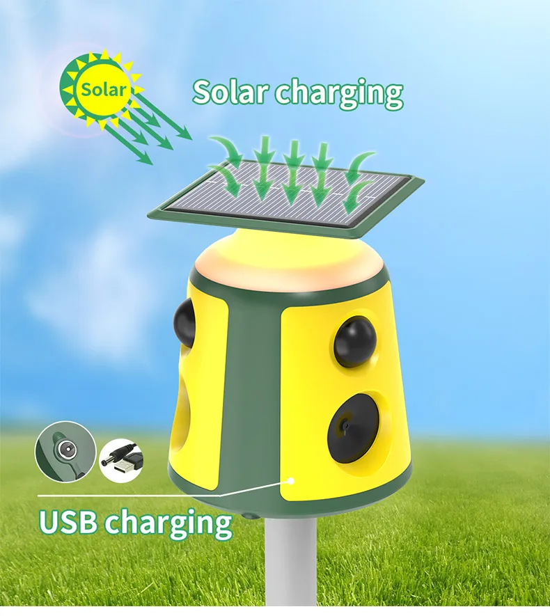 SAIJZEK OEM New arrival solar powered ultrasonic dog cat monkey rodent insects snake mouse rats mole  bird repeller supplier