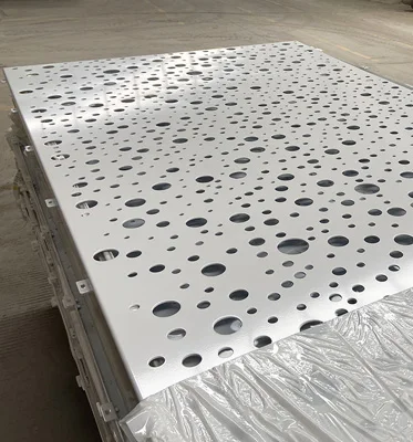 Custom Architectural Aluminum LED Light Ceiling Fireproof Artistic Metal Ceilings for Office Decor Perforated Alloy Material