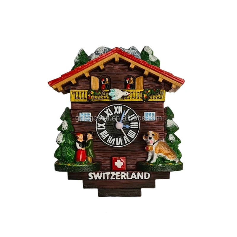 Cuckoo Clock Switzerland 3D Fridge Magnet Tourist Souvenir Gift Magnetic Sticker Switzerland Refrigerator Magnet Collection