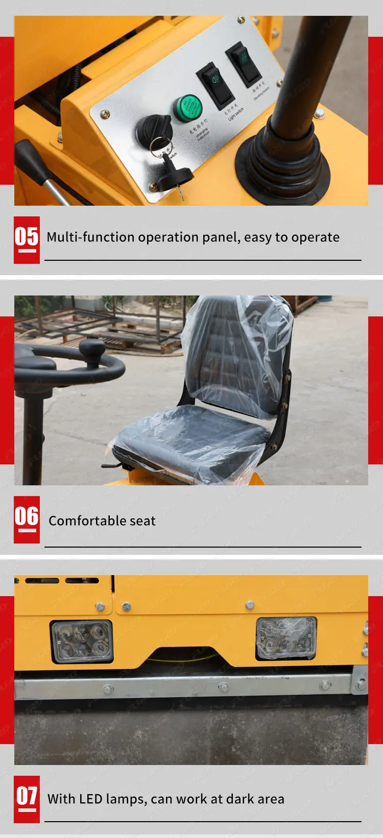 Ride On Roller Compactor Capacity 700 Kg Hydraulic Construction Road