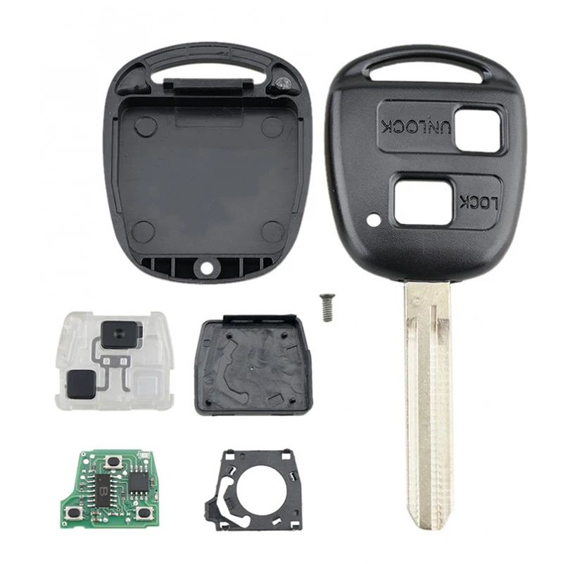 433Mhz 2-Button Remote Car Key Shell 4D67 Chip Compatible for Toyota RAV4 Prado Tarago Klur Avensis 2003-2010 TOY43 Blade Key