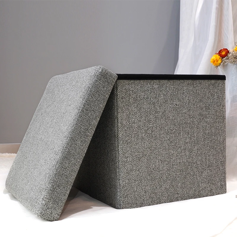 2026 Hot Sale Storage Foldable Ottoman Folding Storage Ottoman Box Shoes Changing Stool