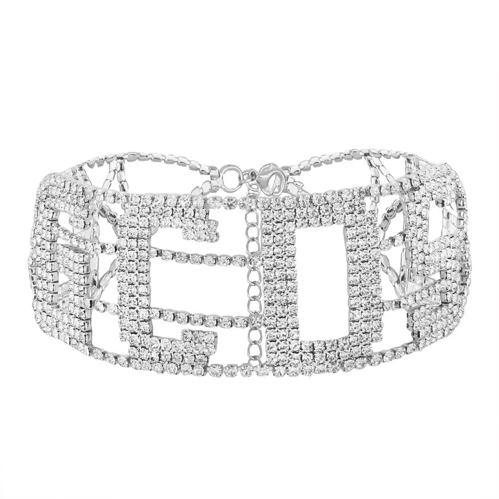 YAZILIND Collana Lunga A Catena Con Strass – Gioiello Donna Lusso, Clavicolare, Per Matrimonio E Festa