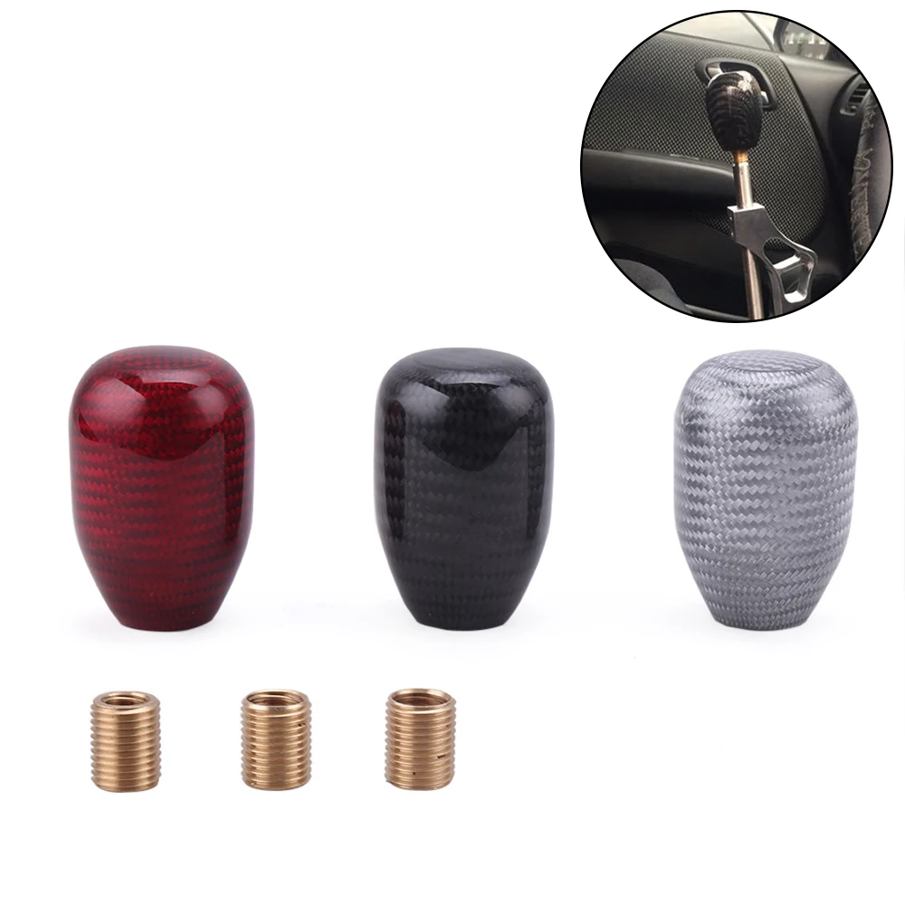 Universal Car Decorative Auto Accessories Manual Auto Car Carbon Fiber Gear Shift Knob Round Ball Shape with Adapter for Car