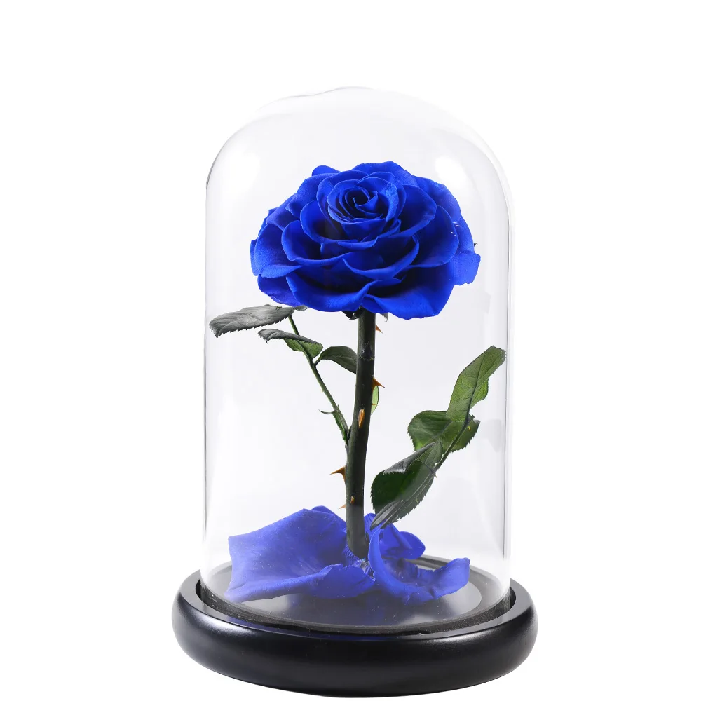 Rosa Azul Auténtica De Cristal Para Decoración De Boda,Rosa En Caja,Hecha A  Mano - Buy Y Rosa En Cúpula De Vidrio,Y Rosa En Caja,Flores En Vidrio  Product on 
