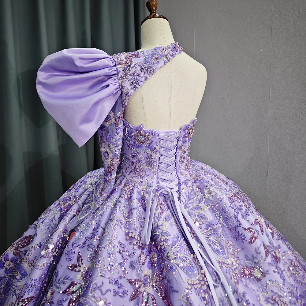 purple and silver dresses for quinceaneras A Line Organza Off-the-Shoulder Lavender Quinceanera Dress Lavender / 14