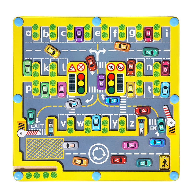 Magnetic Pen Control Walking Maze board parking lot Montessori Fine activity Preschool Learning Activities Alphabet Maze Toys