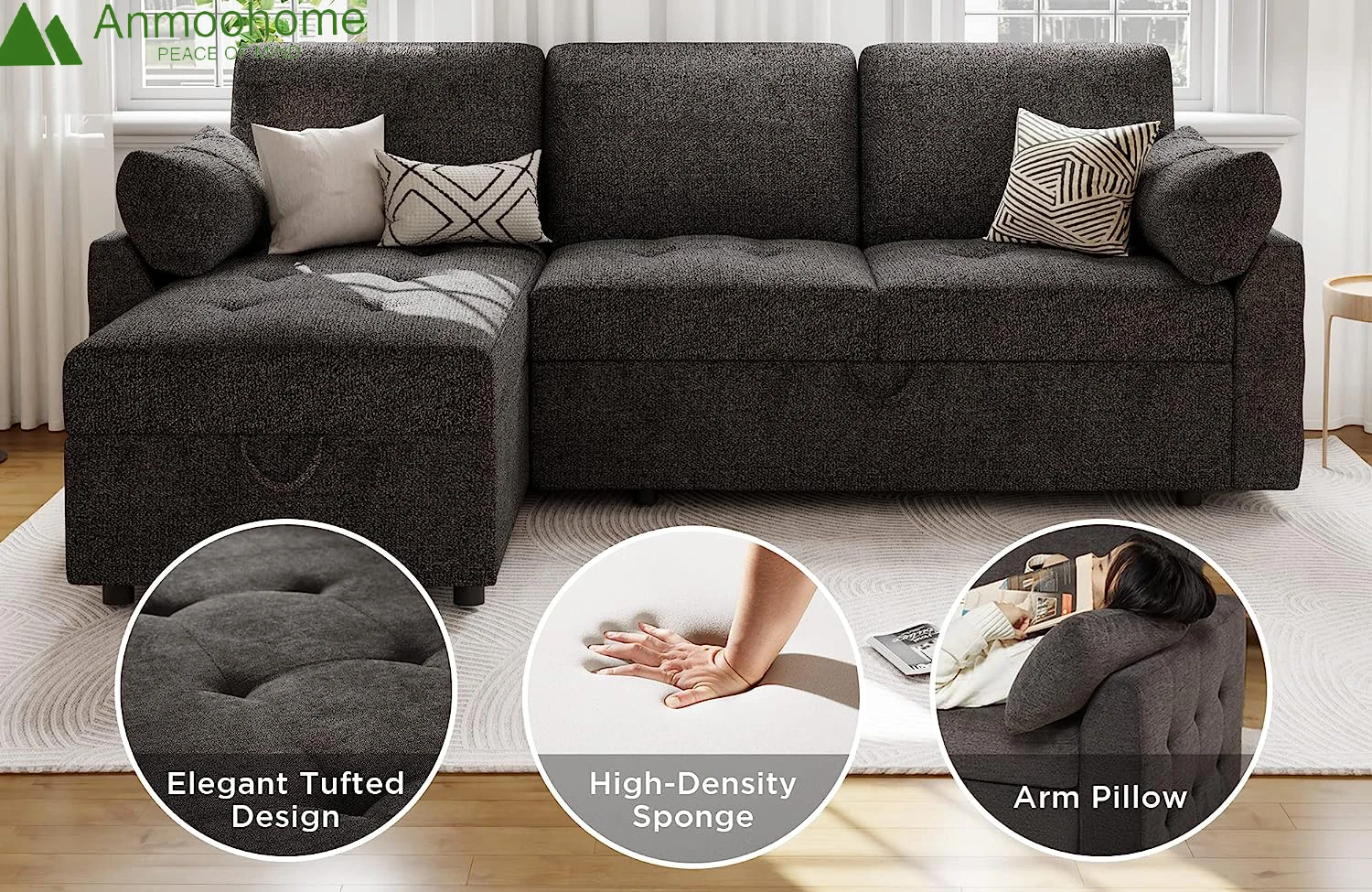 Pull Out The Sofa Bed Modern Pile Convertible Sleeper Sofa Lshaped