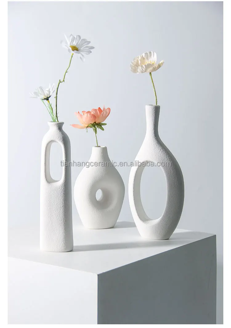 Custom Promotional Logo Nordic Modern White Ceramic Vase for Home Decor Desktop Interior Decorative Table Hollow Out Flower Vase.jpg