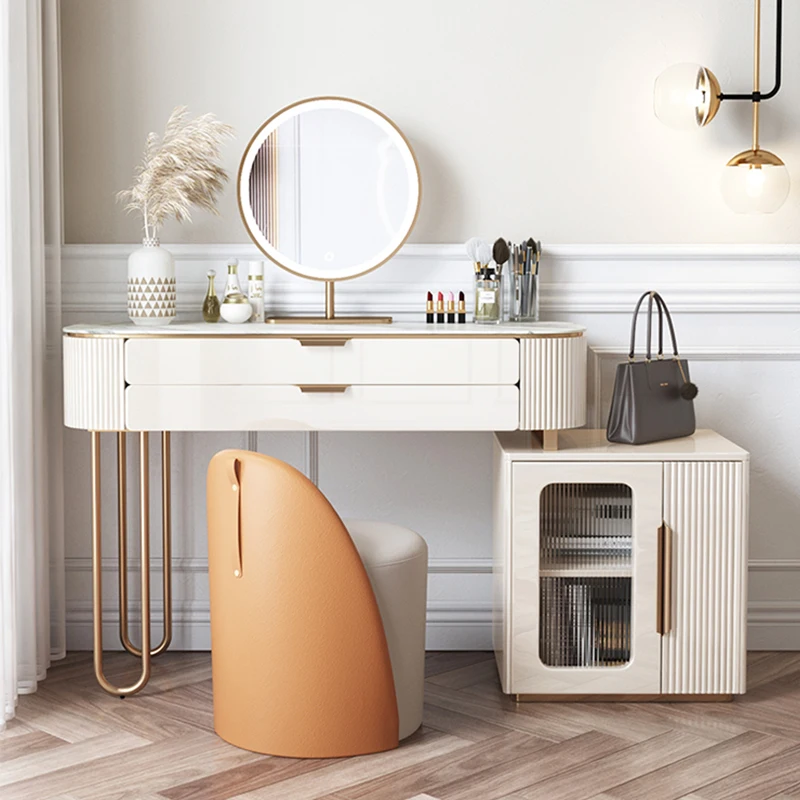 High End Luxury Style Bedroom Furniture Storage Girls Dresser Modern European Make up Nordic Dressing Table with Mirror