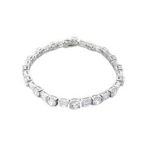 Keiyue High Quality 925 Sterling Silver Tennis Bracelet White Zircon CZ Silver Plated for Parties Weddings Gifts for Women