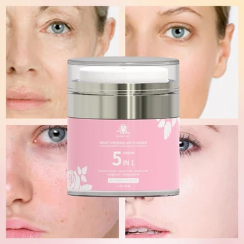 New Arrival 5 IN 1 Vitamin C E Hyaluronic Acid Niacinamide Collagen Private Label Beauty Anti Wrinkle Whitening Glow Face Cream