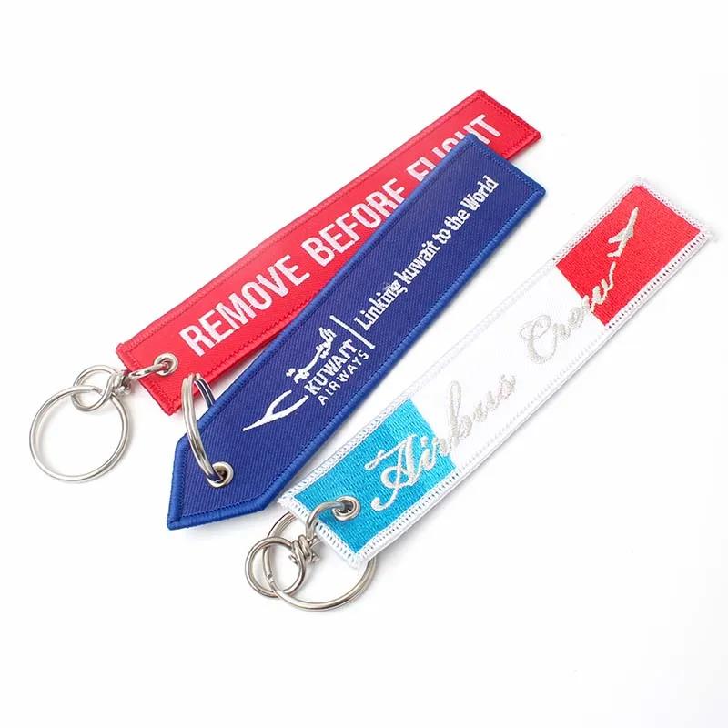Key Chain Hold Maker Custom Embroidery Name Logo Embroidered Tags for Flight Clothing