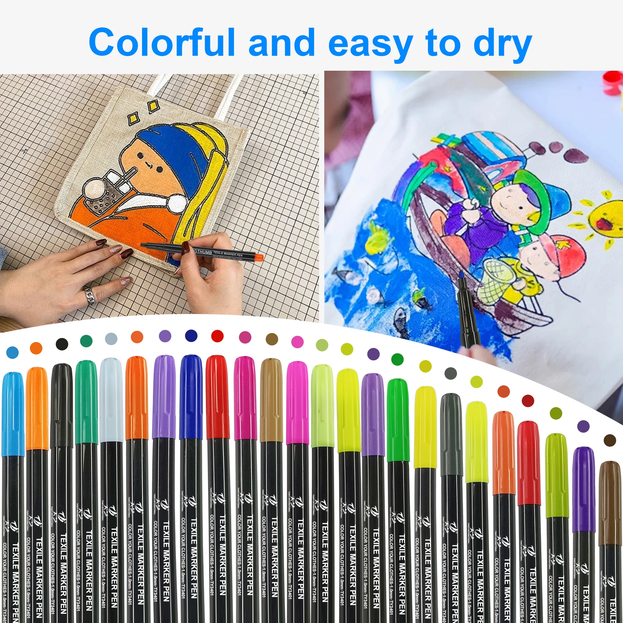 Fabric Markers Permanent for T Shirts Baby Clothes Onesies Bibs White  Pillow Canvas Tote Bags Clothing Fabric Paint Pens