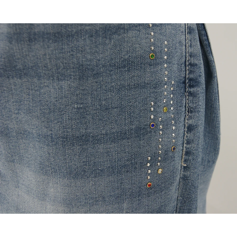 Gemstone decoration Women's Jeans Trendy Loose Denim Pants Casual Plus Size Trousers